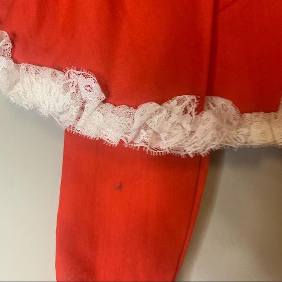 Vintage Bryan Red & White Lace Ruffle Dress & Pants Set - Picture 5 of 9